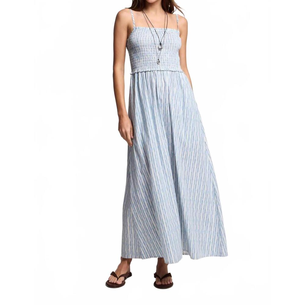 NEW VELVET BY GRAHAM & SPENCER senara watercolor stripe smocked maxi dress in sk - Picture 6 of 7